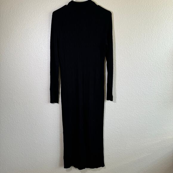 Open Edit Long Sleeve Ribbed Collared Dress Black Goth Grunge Emo Women size LG - Picture 2 of 7